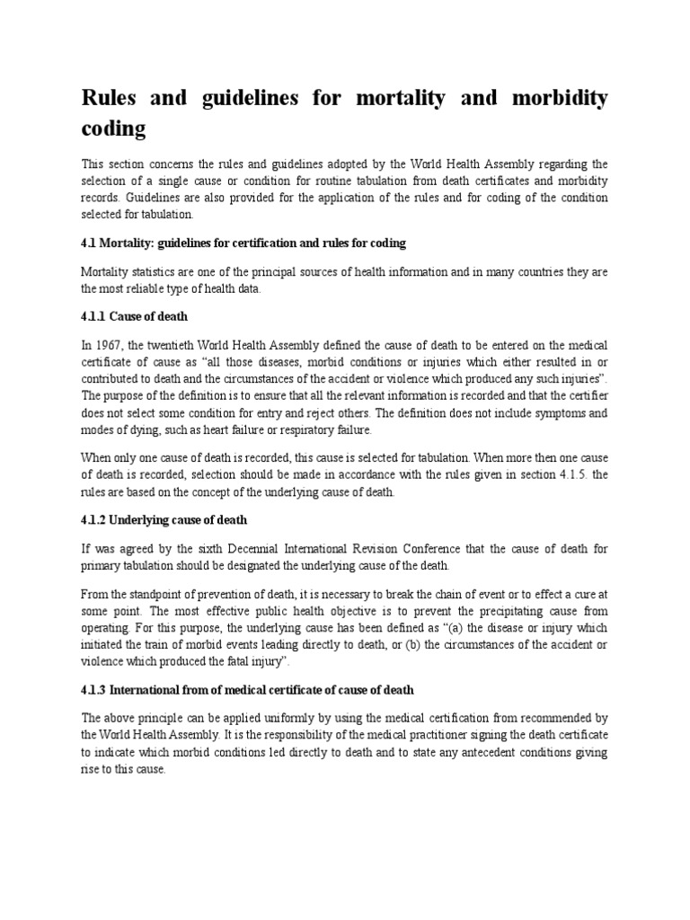 Mortality and Morbidity Coding Guidelines | PDF | Death | Health Care