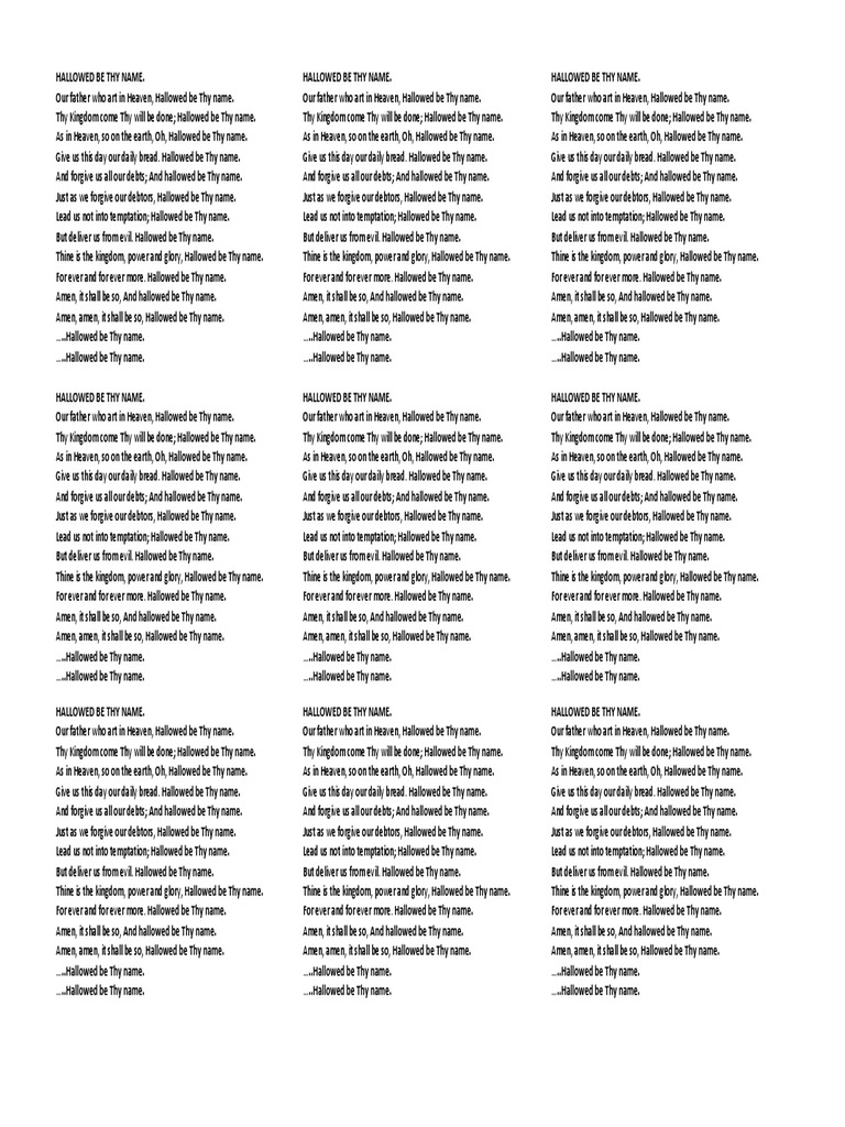 Hallowed Be Thy Name Lord�s Prayer Christian Prayer