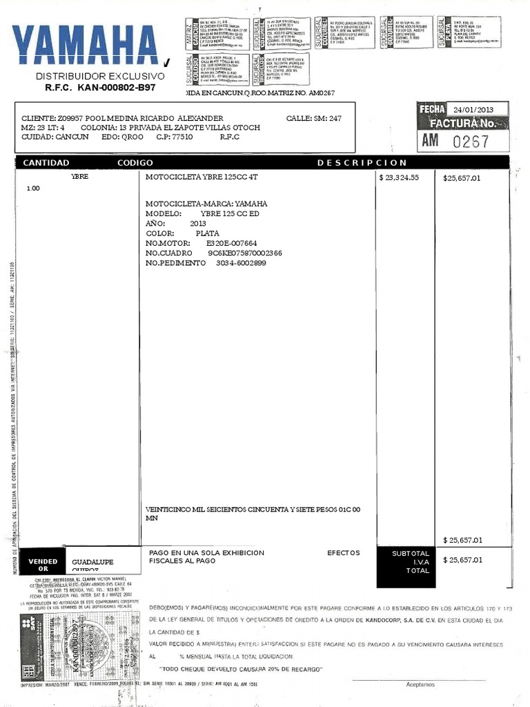 Factura de Mi Moto