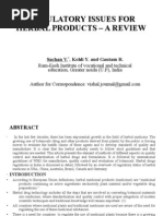 Download REGULATORY ISSUES FOR HERBAL PRODUCTS  A REVIEW by vishal sachan SN26680241 doc pdf