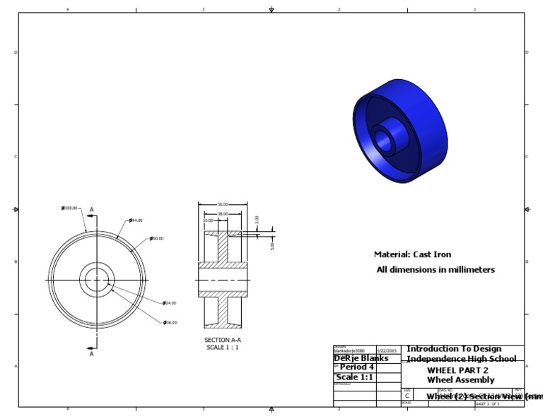 Wheel Assembly Section View Drawing | PDF