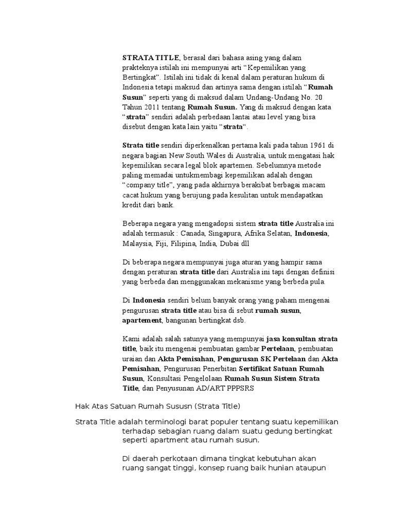 Memahami Strata Title di Indonesia | PDF | Hukum
