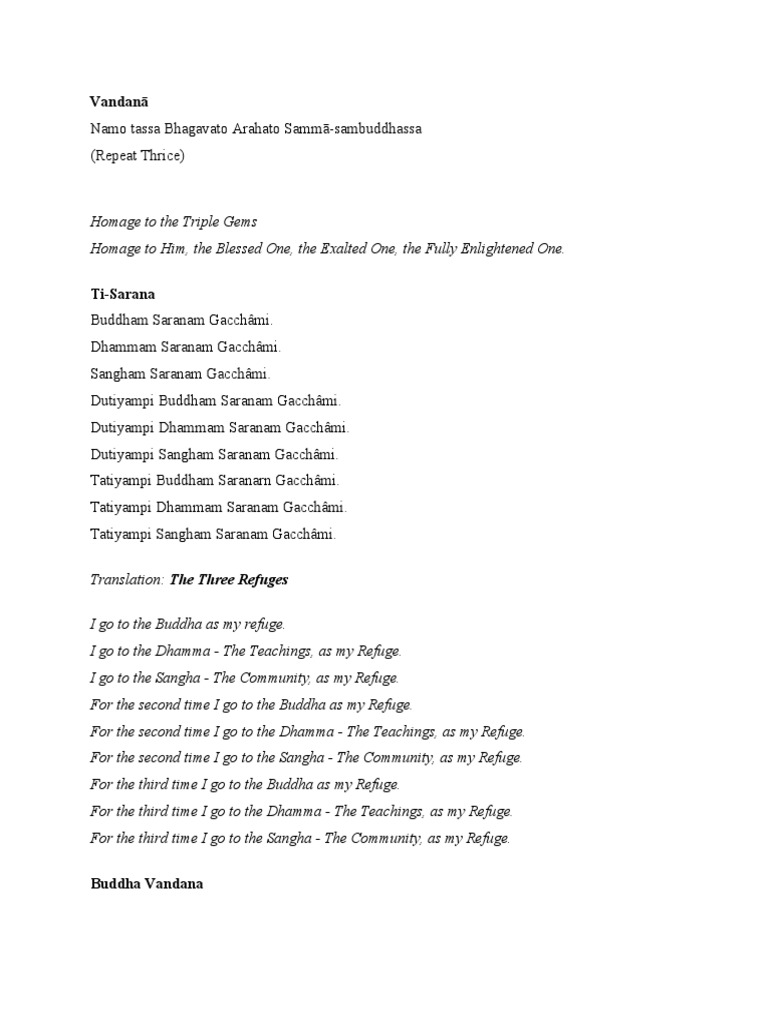 Simple Buddhist Prayer Pali Chants Gautama Buddha Buddhist Philosophical Concepts