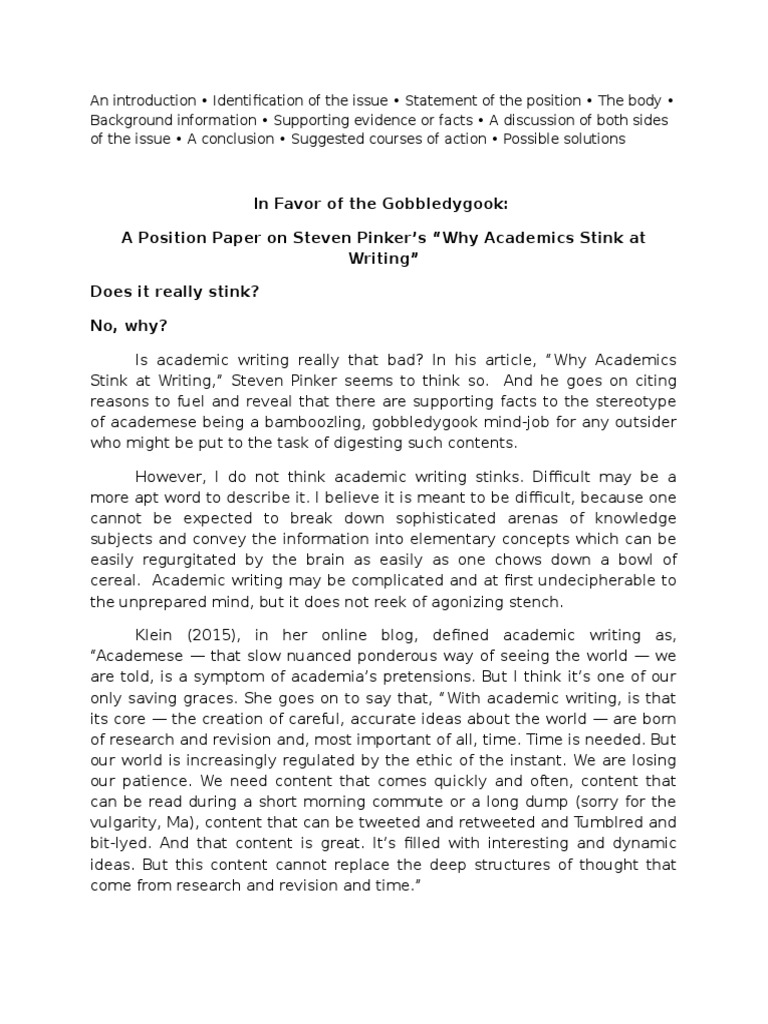 Draft Position Paper Essays Sentence (Linguistics)