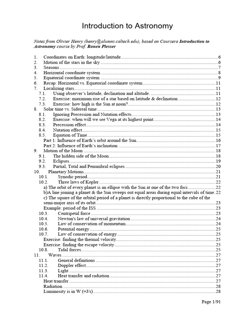 Introduction To Astronomy Note | PDF | Social Science | History