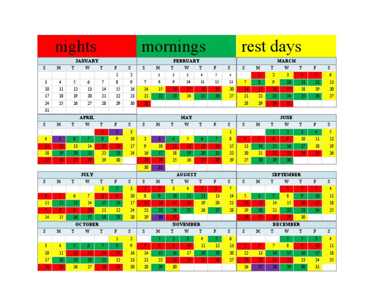 Nights Mornings Rest Days: January February March | PDF