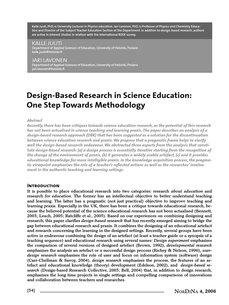 Design-Based Research in Science Education | PDF | Pragmatism | Design