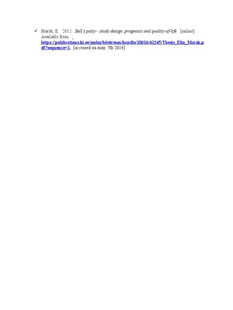 Bell's Palsy: Study and Quality of Life | PDF