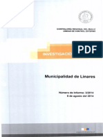 Informe Investigacion Especial 3 / 14 Municipalidad de Linares Eventuales Irregularidades - Agosto 2014