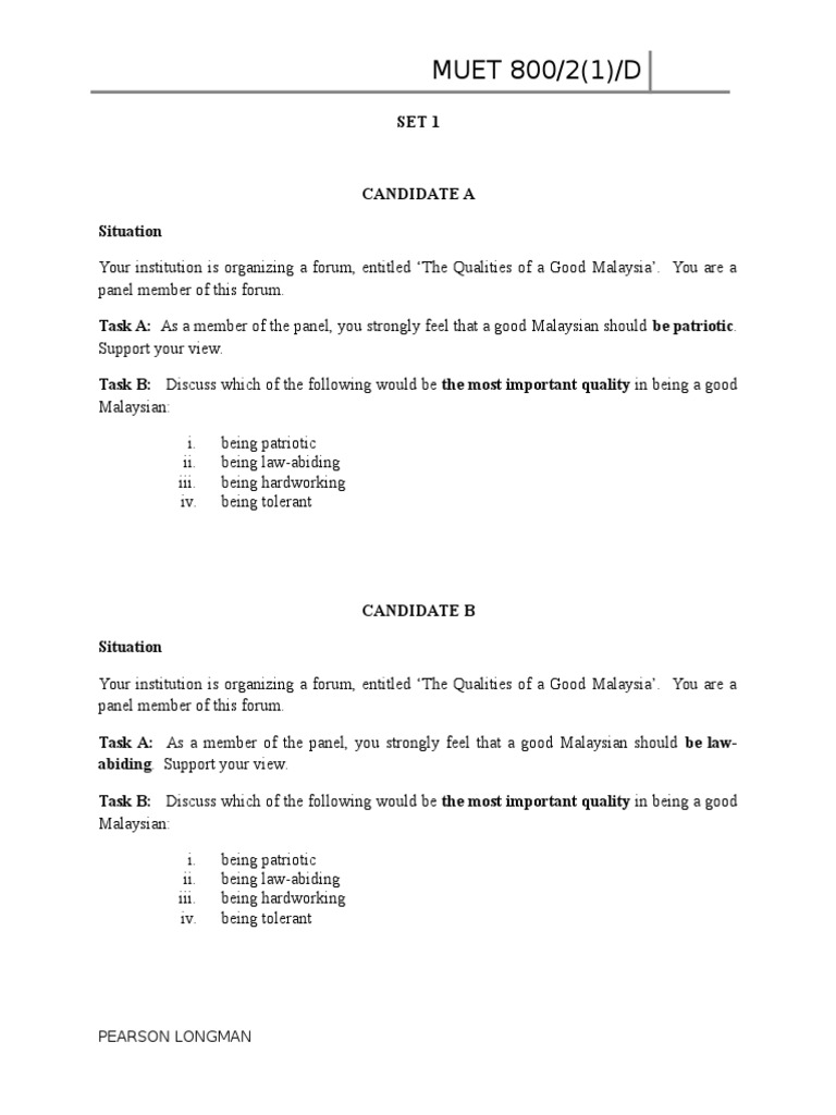 Sample Muet Speaking Test Format Compact Disc Learning