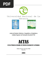 ACTAS de las Primeras Jornadas de Historia Regional de La Matanza