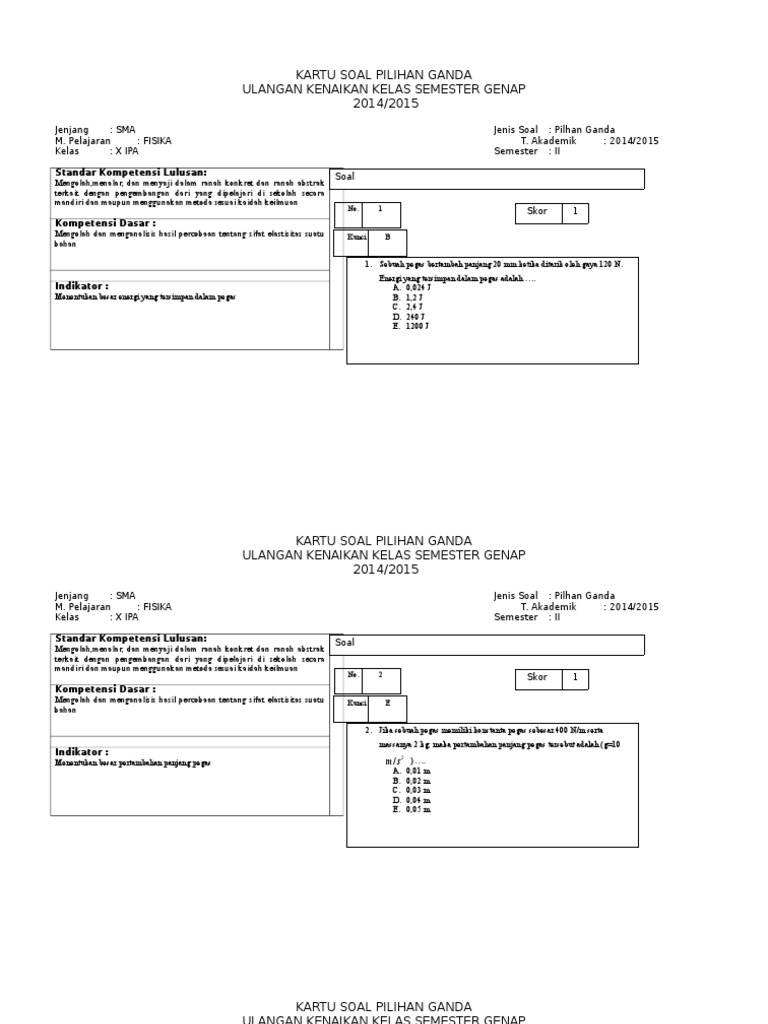 Kartu Soal Pilihan Ganda Bahasa Indonesia Sma Ilmusosial Id