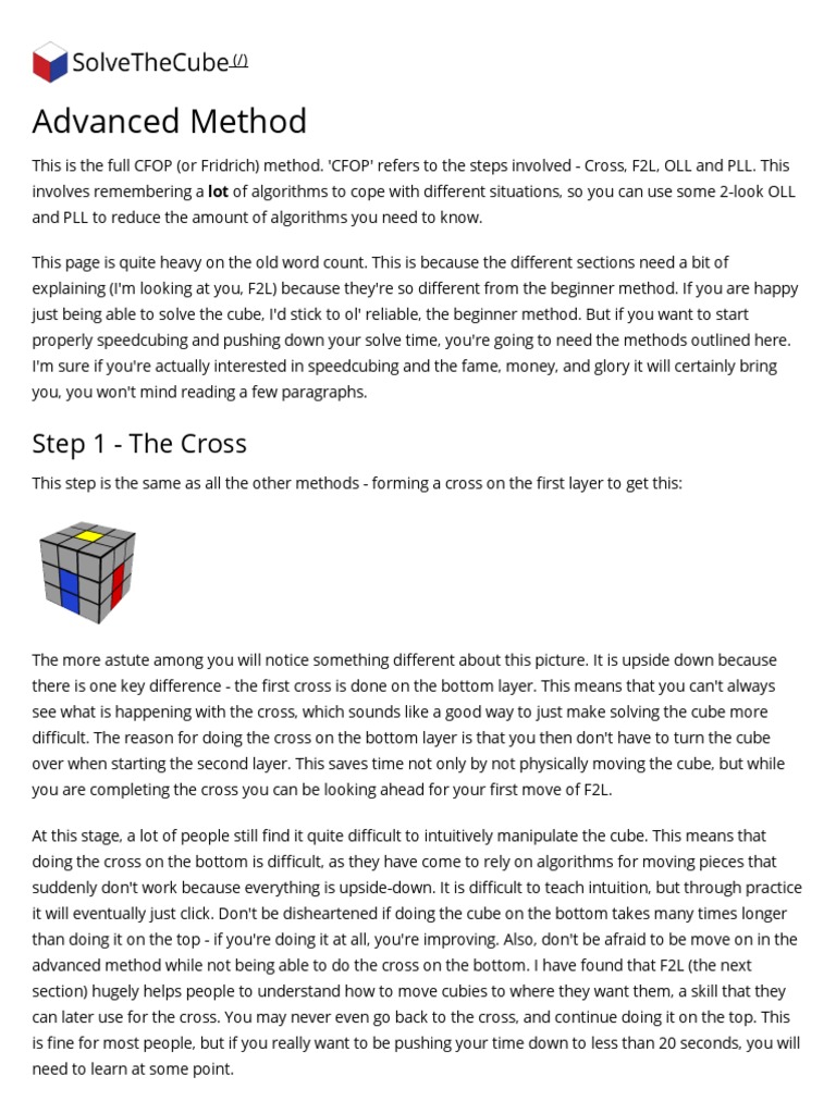 Advanced Method - SolveTheCube PDF | PDF | Areas Of Computer Science ...