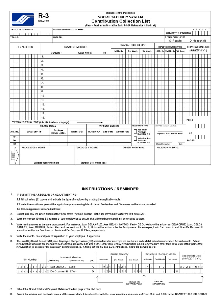 SSS R3 Contribution Collection List in Excel Format | PDF | Government ...