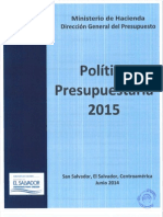 Politica Presupuestaria para El Ejercicio Fiscal 2015 El Salvador