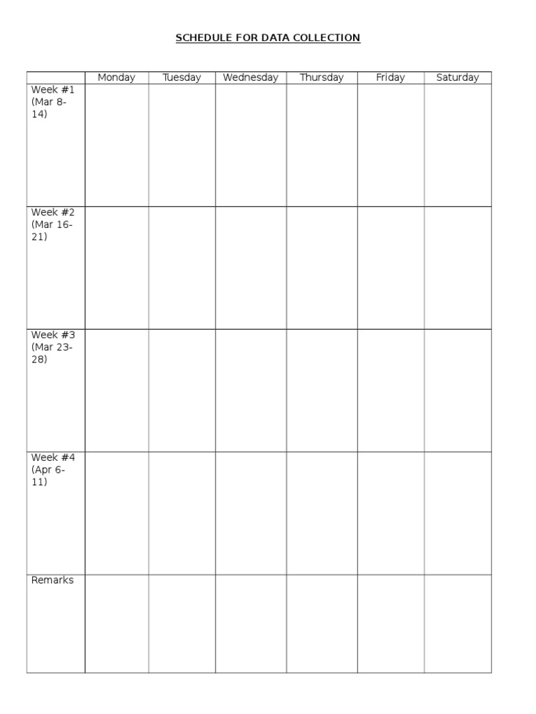 Data Collection Schedule | PDF