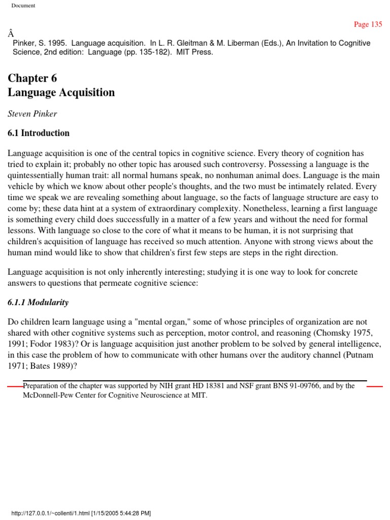 Overregularization in Language Acquisition | PDF | Language Acquisition ...