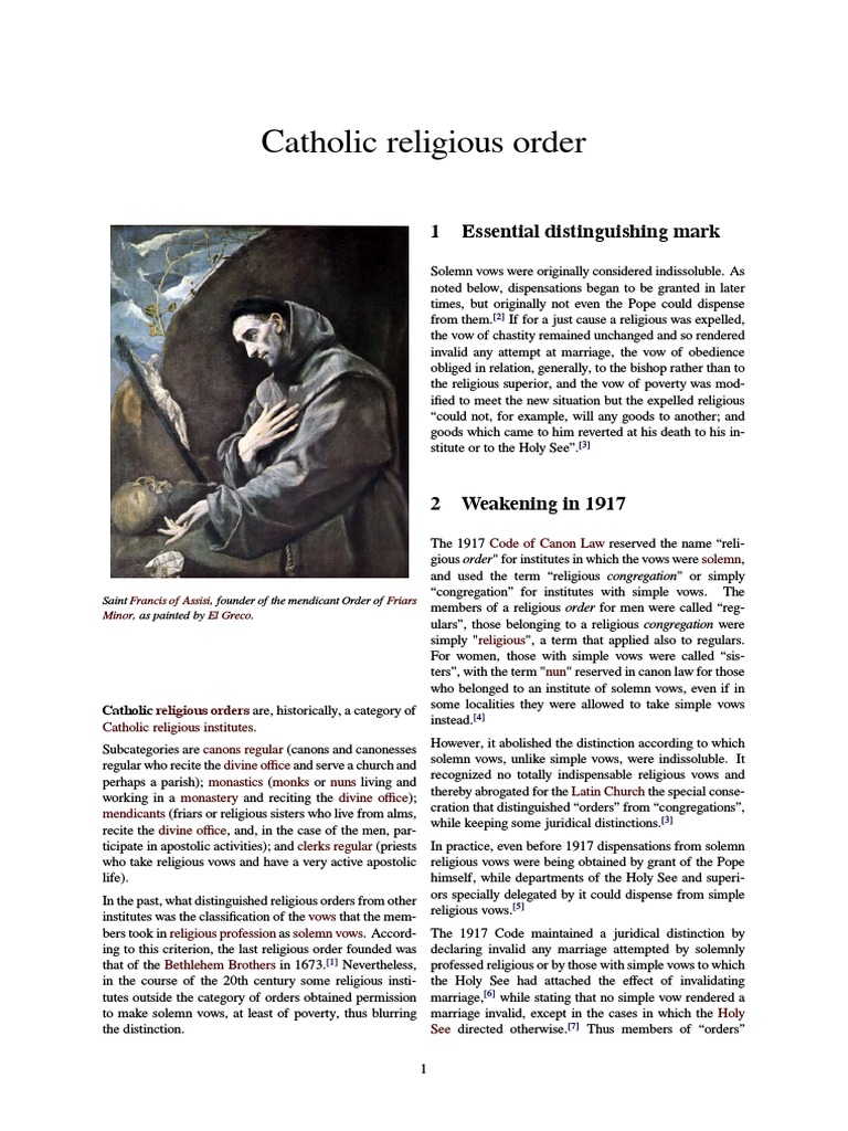 Understanding Catholic Orders | PDF | Religious Behaviour And ...