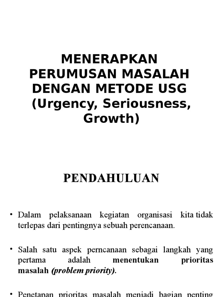 Metode USG untuk Prioritas Masalah | PDF | Karier & Perkembangan | Komputer