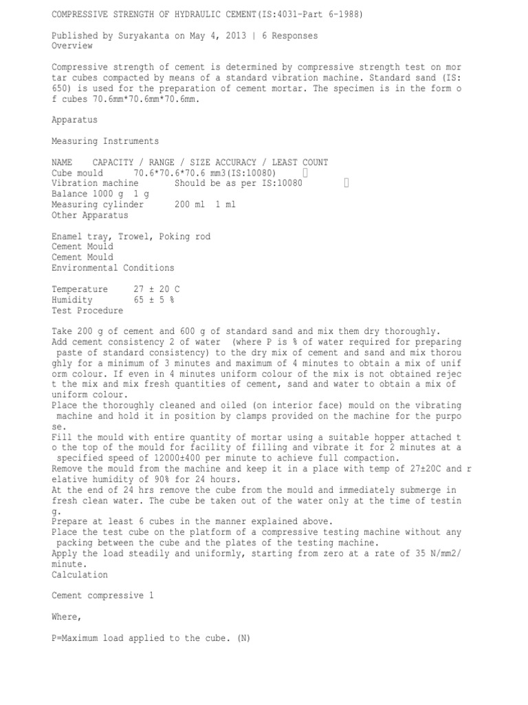 Compressive Strength of Hydraulic Cement | PDF | Mortar (Masonry) | Cement