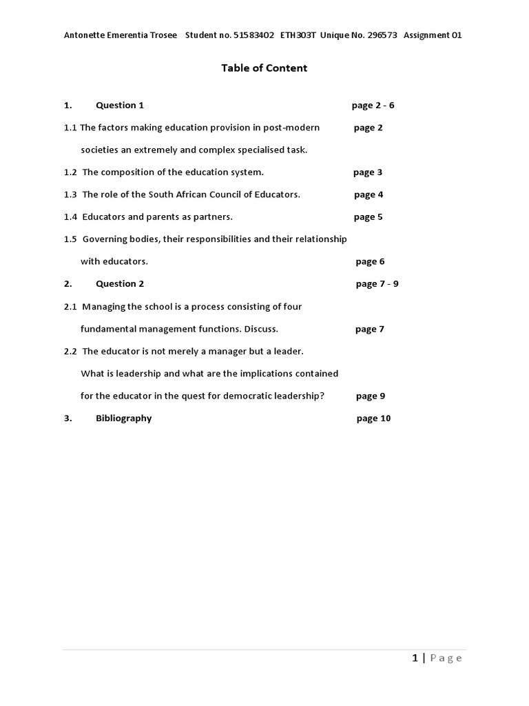 Eth303t Assignment 01 PDF | PDF | Teachers | Leadership