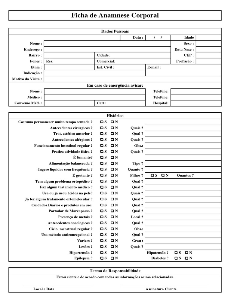 FICHA DE AVALIAÇÃO EM UROGINECOLOGIA ANAMNESE