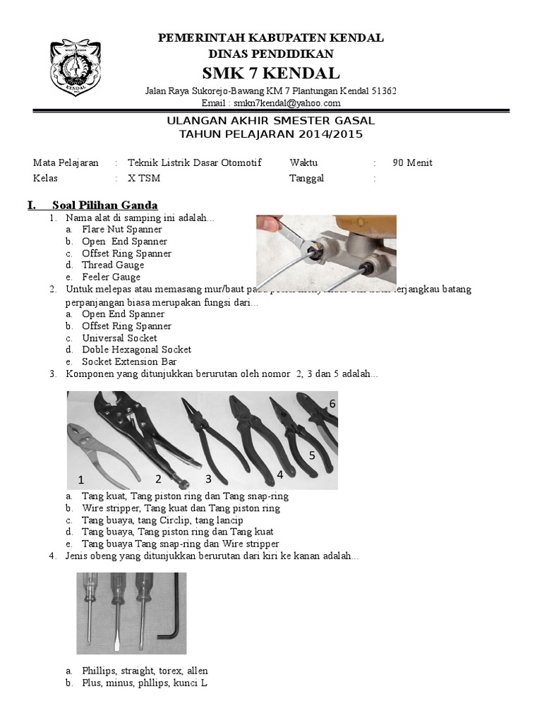 Contoh Soal Pilihan Ganda Hand Tools Beserta Jawabannya - Dunia Sosial