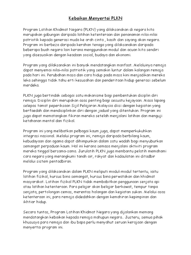 Kebaikan Menyertai Plkn Pdf
