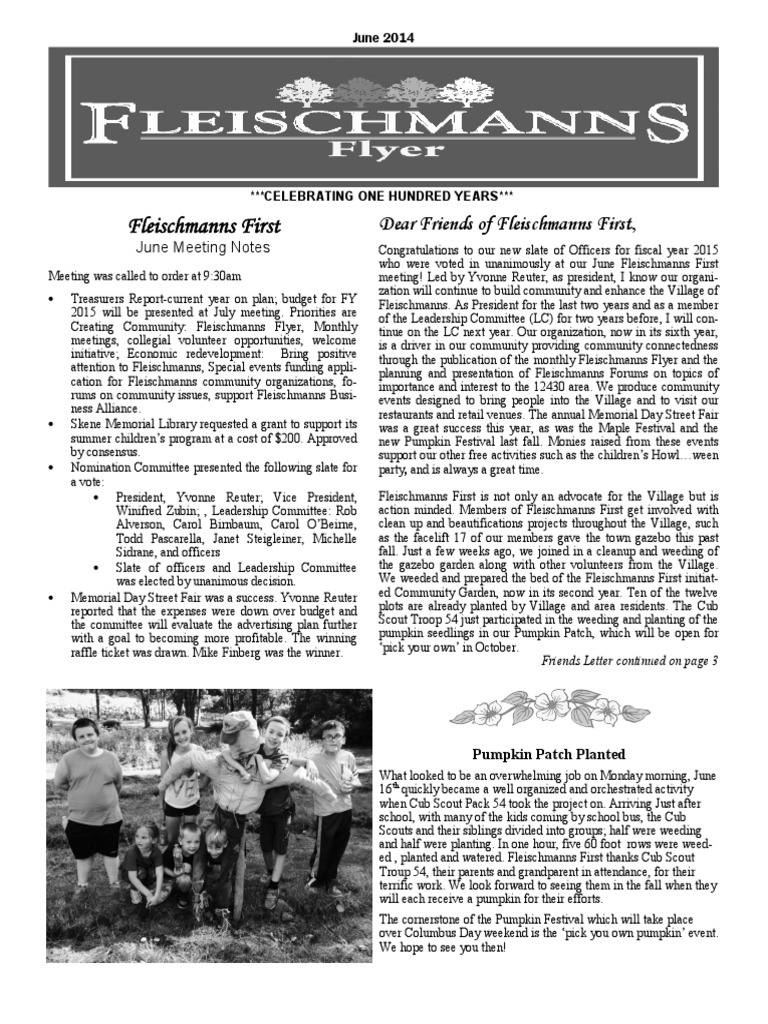 Dear Friends of Fleischmanns First PDF Flood Nature