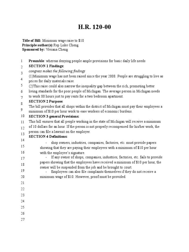 Raisebill | PDF | Minimum Wage | Employment