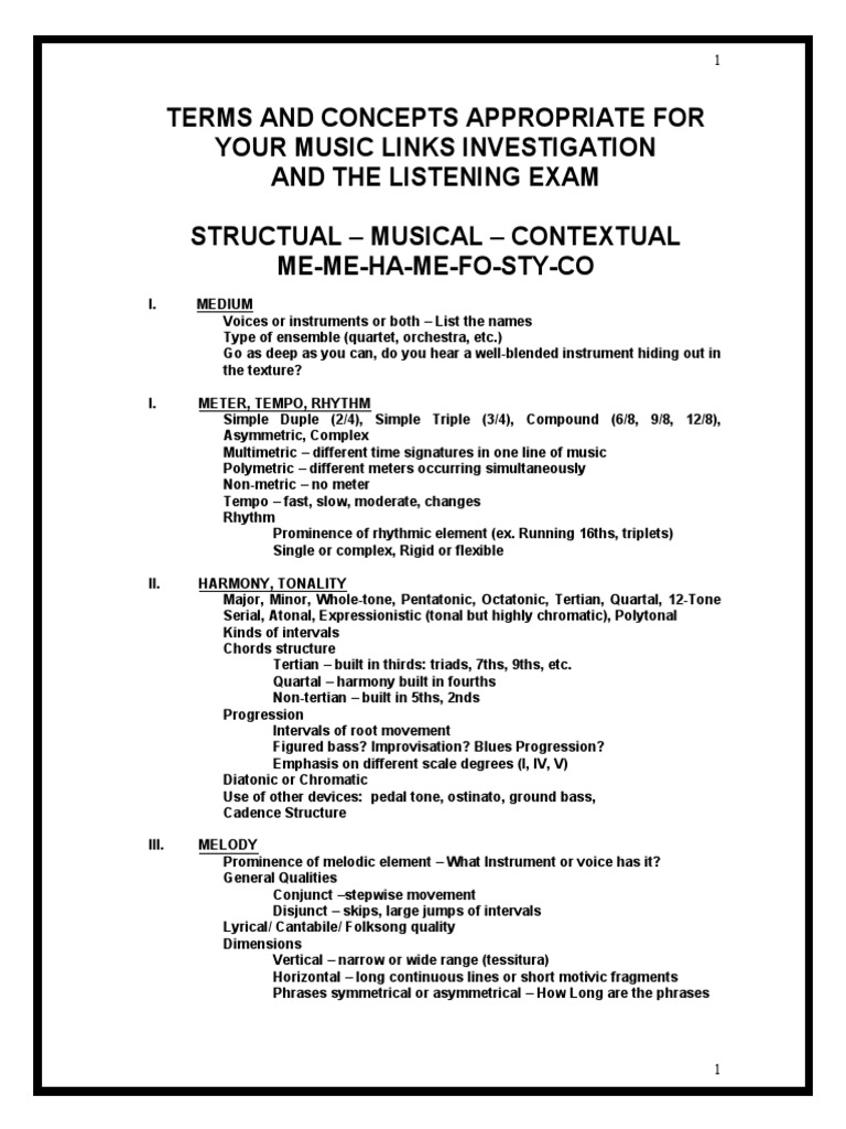 Music Terminology for Assessment Documnets | Harmony | Interval (Music)