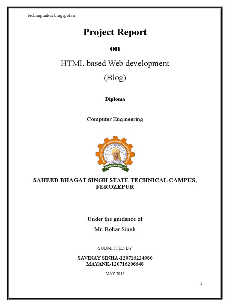 Project Report on HTML based Web development (Blog) | Blog | Google Chrome