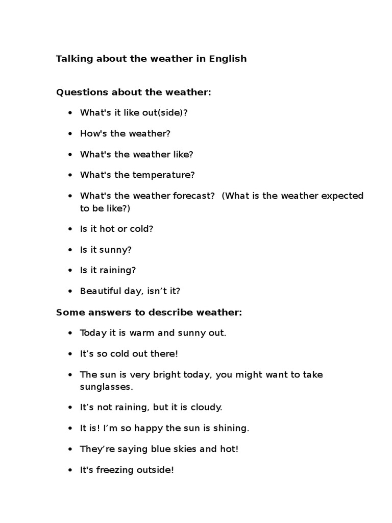 Weather Conversation in English | PDF | Foreign Language Studies