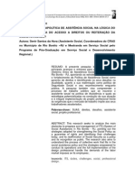 Apolítica de Assitência Social Na Lógica Do Suas_ a Garantia Do Acesso a Direitos Ou Reiteração Da Subalternidade