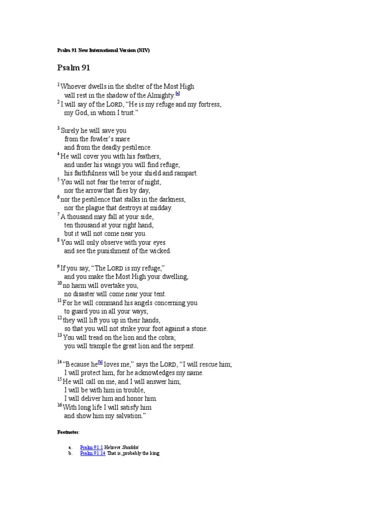 Psalm 91 New International Version | PDF