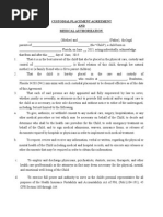 CUSTODIAL PLACEMENT AGREEMENT Florida Custodial Placement of Medical Authorization For Child Between Parents Either Relative or Non Relative Adult Sample Agreement