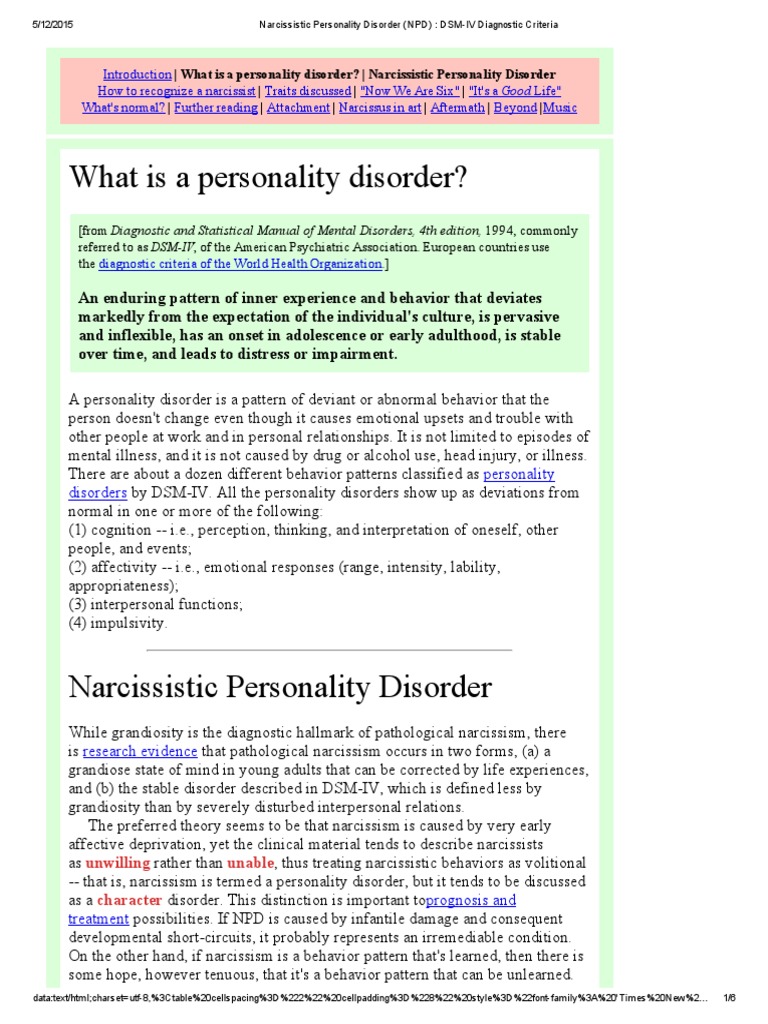NPD Diagnostic Criteria Overview | PDF | Personality Disorder | Narcissism