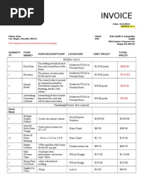 interior design invoice