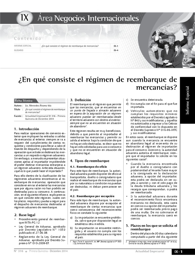 ¿En Qué Consiste El Régimen de Reembarque de Mercancías? | PDF | aduana ...