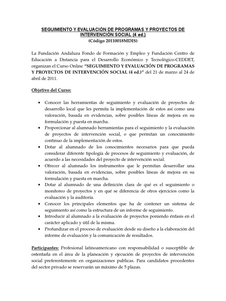 71e190 Seguimiento y Evaluacion de Programas y Proyectos de ...