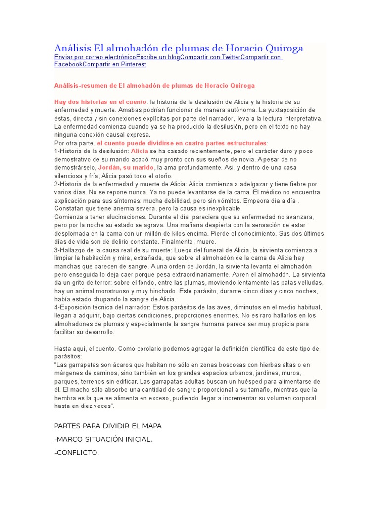 Cuento El Almohadon De Plumas Analisis
