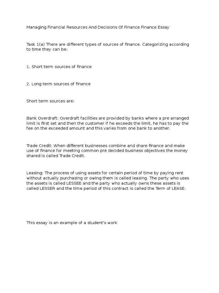 250 word essay on finance picture