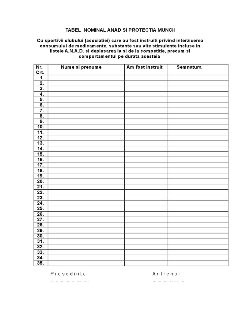 Tabel Nominal Anad Si Protectia Muncii PDF