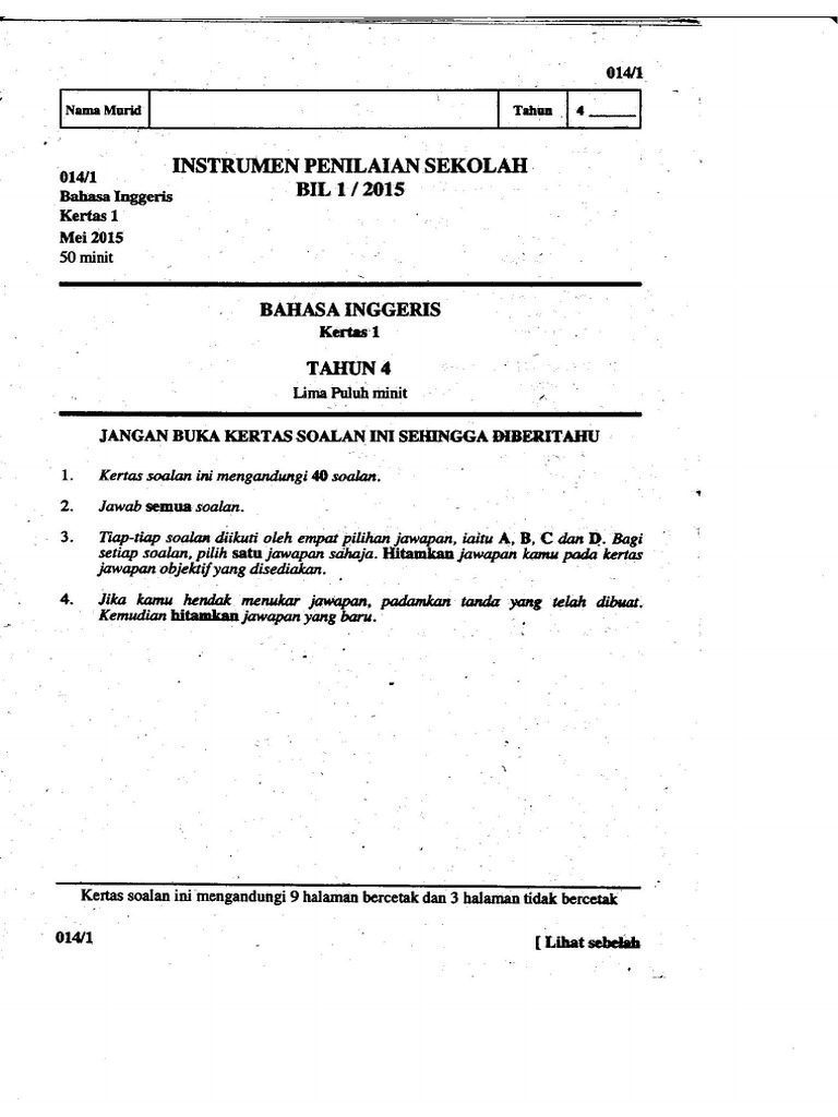 Pertengahan Tahun 2015 - T4 - BI Kertas 1