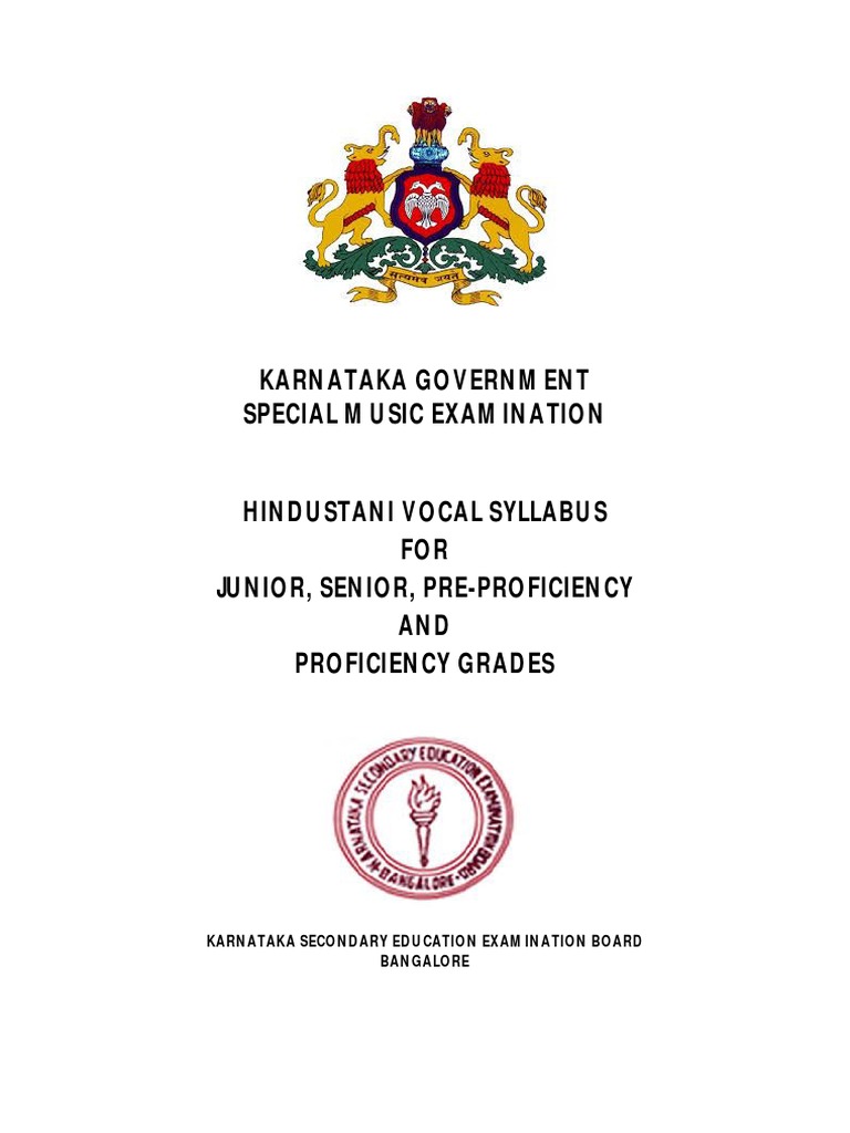 Karnataka Government Music Exam Hindustani Vocal Syllabus 25may2015 PDF Test Assessment Classical And Art Music Traditions