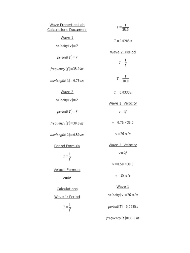 Wave Properties Calculations Explained | PDF