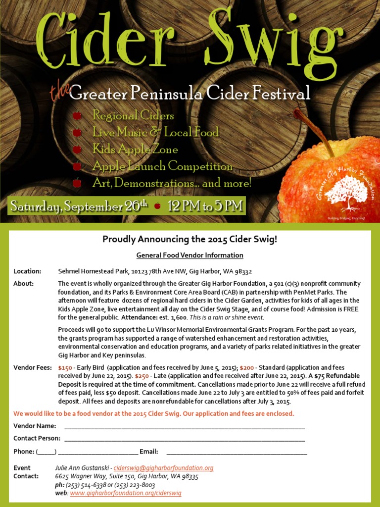 2015 CIDER SWIG Food Vendor Application | PDF | Business | Social Science