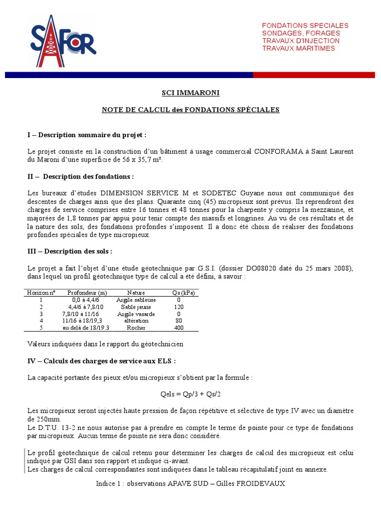 Note de Calcul Indice 1 | PDF | Maison et jardin | Sciences et ...
