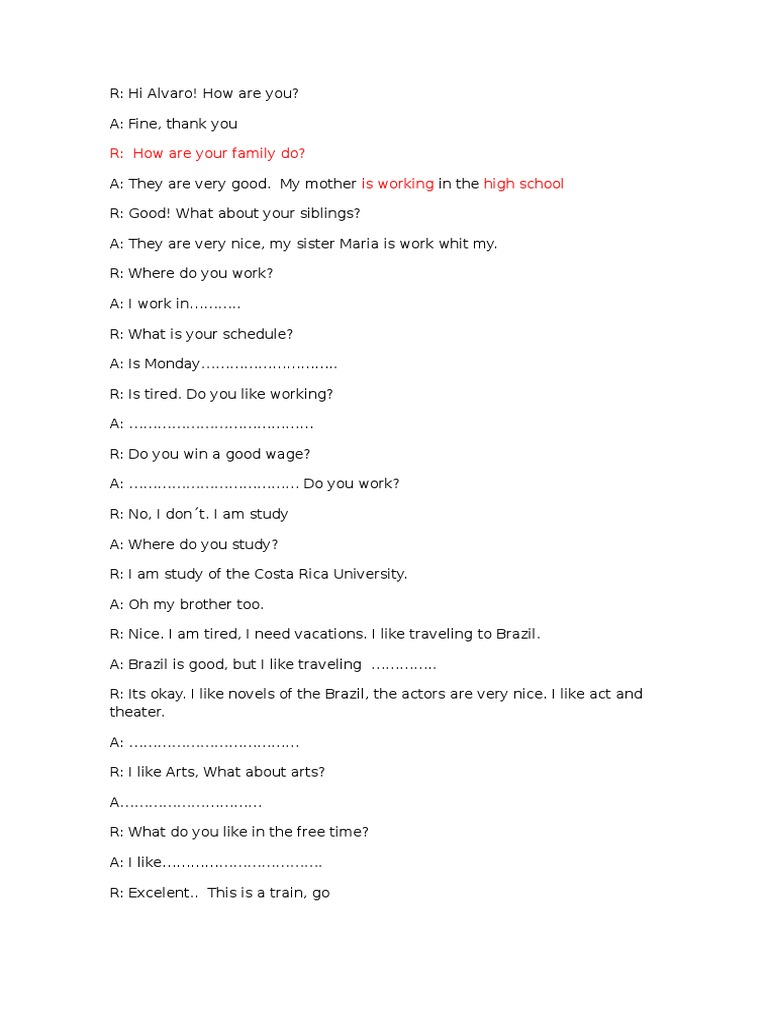 Conversational Exchange on Work and Hobbies | PDF | Art | Religion ...