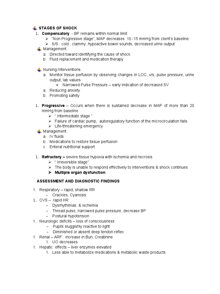 Four Stages of Shock Explained | PDF | Shock (Circulatory) | Medical ...